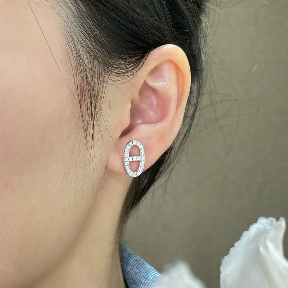 ¡®Lume Jewels¡¯HM FULL DIAMOND PIG NOSE STUD EARRINGS