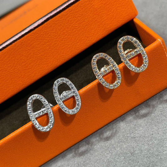 ¡®Lume Jewels¡¯HM FULL DIAMOND PIG NOSE STUD EARRINGS