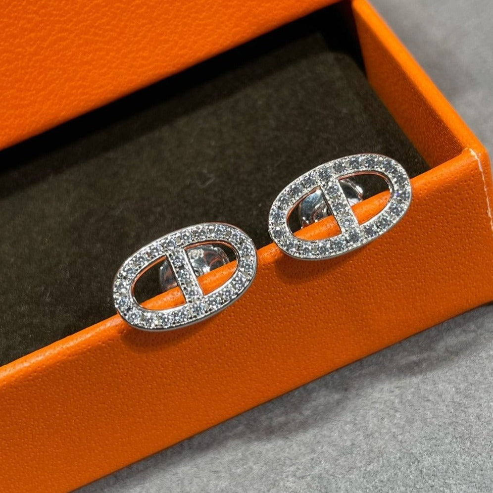 ¡®Lume Jewels¡¯HM FULL DIAMOND PIG NOSE STUD EARRINGS