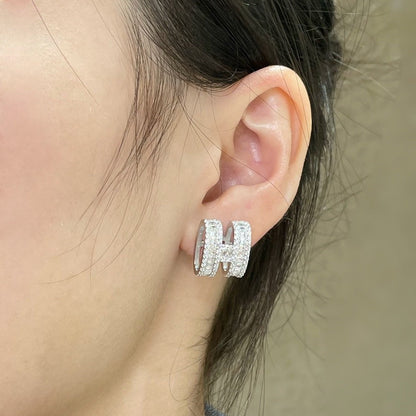 ¡®Lume Jewels¡¯H STUD EARRINGS WITH SILVER DIAMONDS