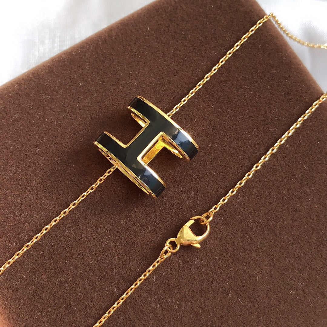¡®Lume Jewels¡¯HM CLIC BLACK ENAMEL GOLD NECKLACE
