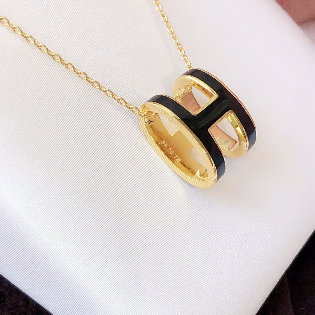 ¡®Lume Jewels¡¯HM CLIC BLACK ENAMEL GOLD NECKLACE