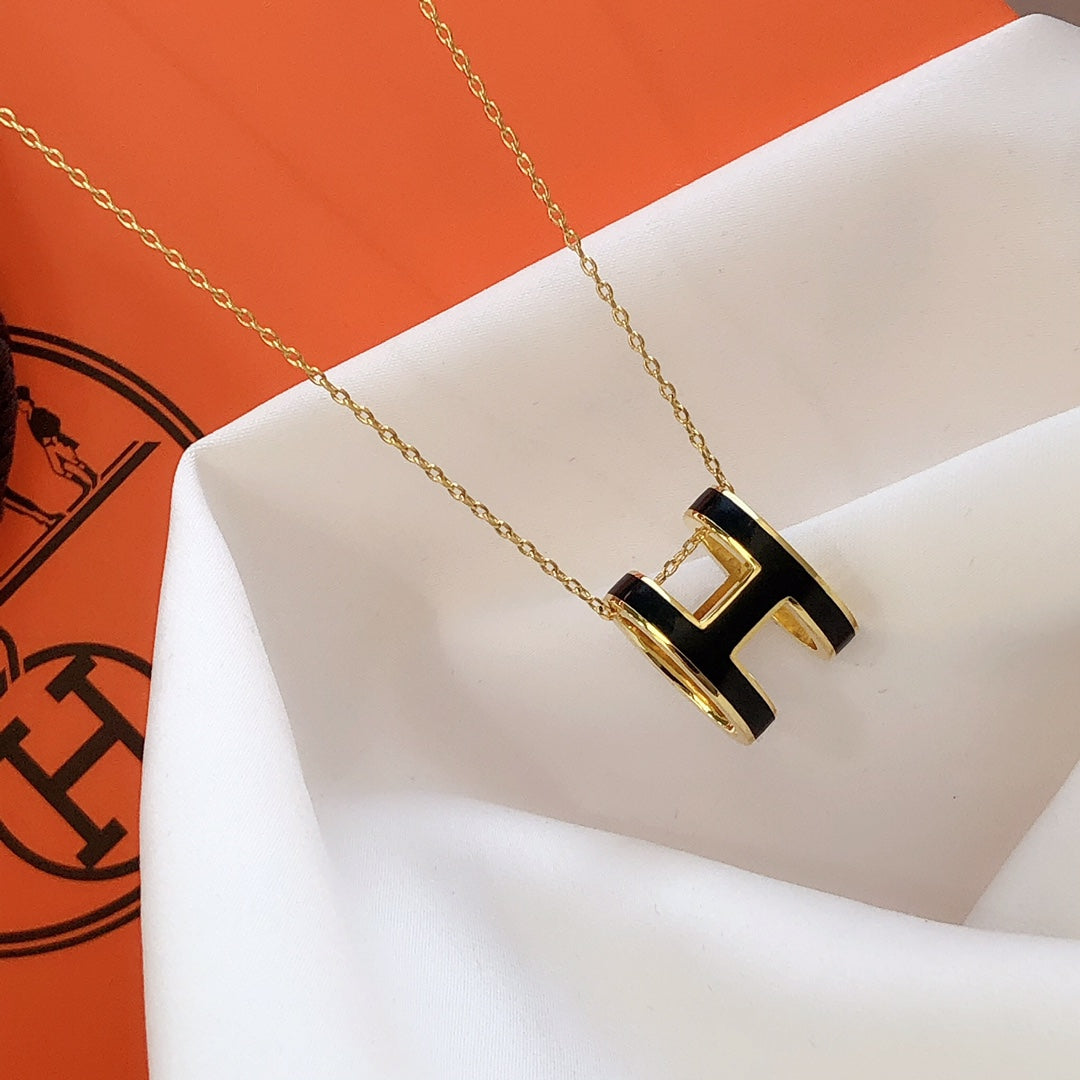 ¡®Lume Jewels¡¯HM CLIC BLACK ENAMEL GOLD NECKLACE