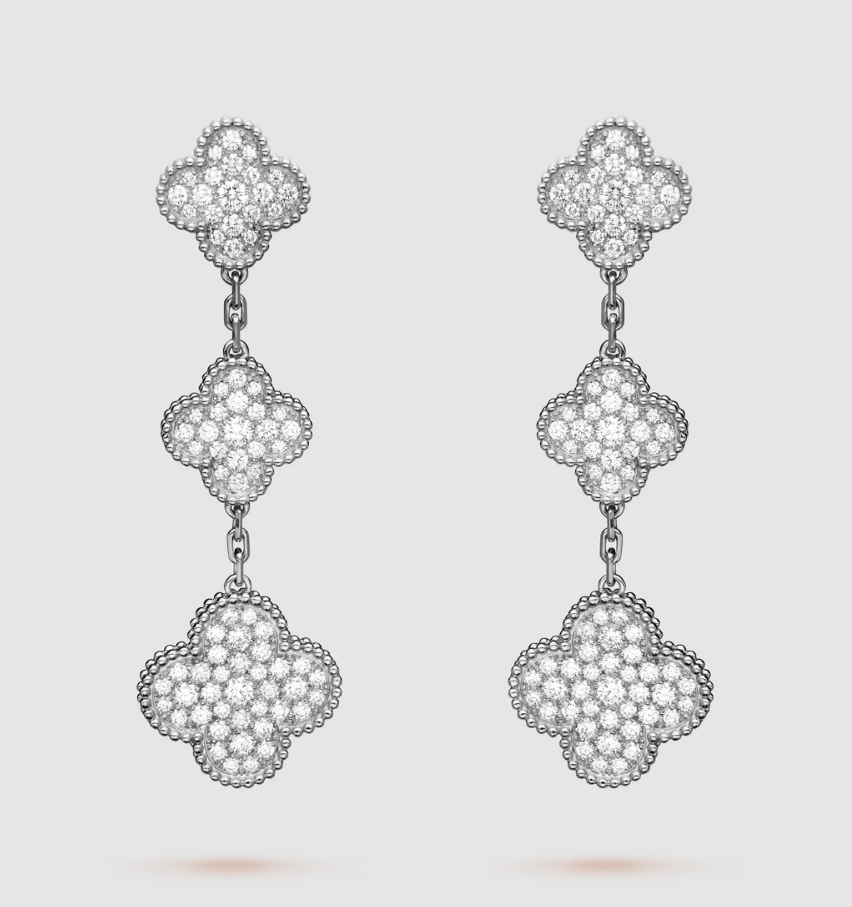 ¡®Lume Jewels¡¯CLOVER 3 MOTIF DIAMOND SILVER DROP EARRINGS