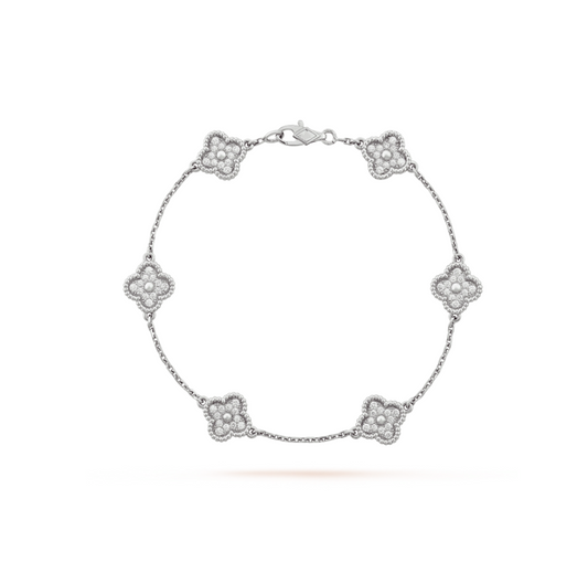 ¡®Lume Jewels¡¯CLOVER 6 MOTIF SILVER DIAMOND BRACELET