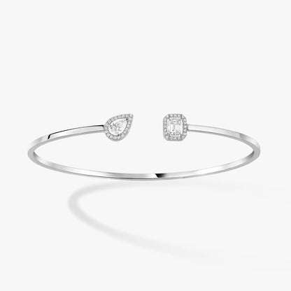 [Lume Jewels]JONC FLEX MY TWIN TOI & MOI SILVER DIAMOND BRACELET