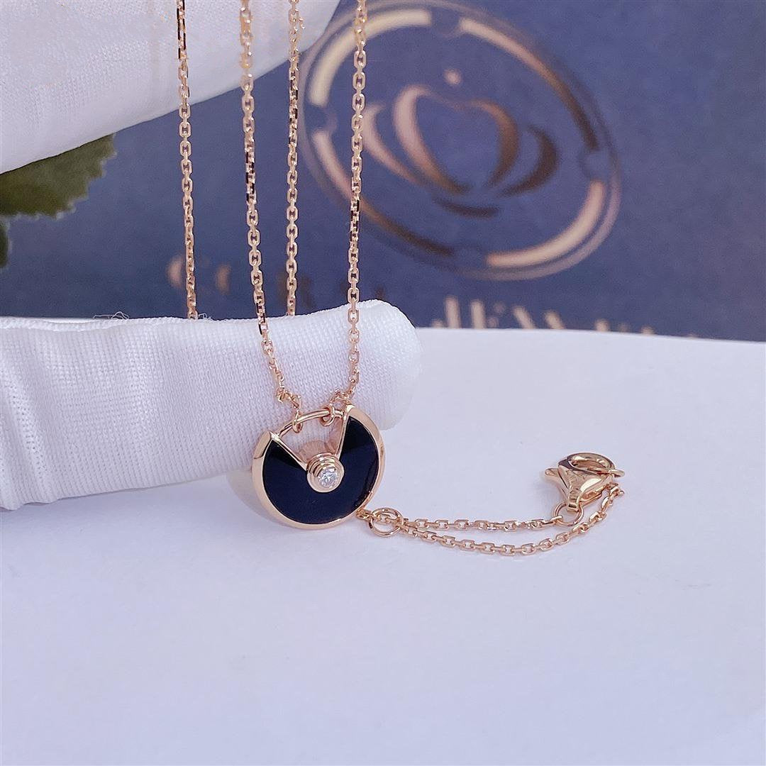 ¡®Lume Jewels¡¯AMULETTE ROSE GOLD ONYX NECKLACE