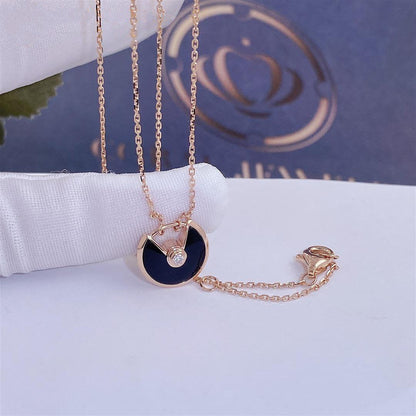 ¡®Lume Jewels¡¯AMULETTE ROSE GOLD ONYX NECKLACE