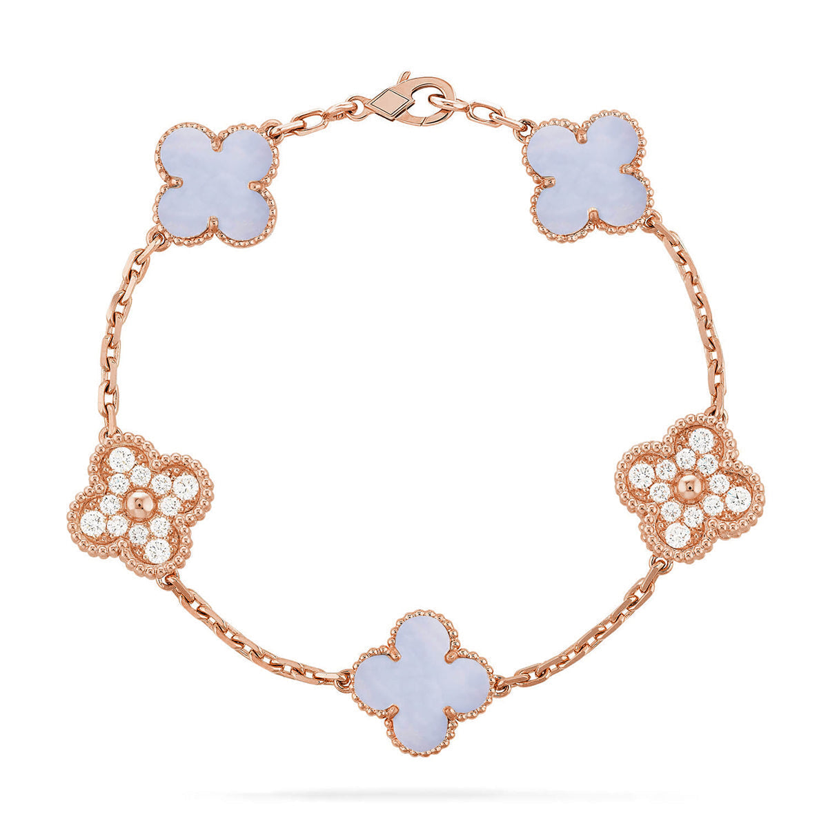[Lume Jewels]New  CLOVER 5 MOTIF PURPLE CHALCEDONY BRACELET COLLECTION