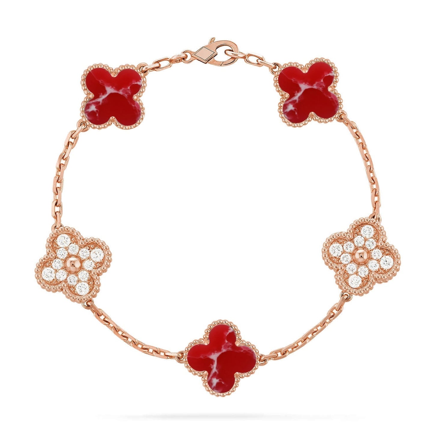 [Lume Jewels]New CLOVER 5 MOTIF RED PATTERN BRACELET COLLECTION
