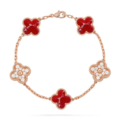 [Lume Jewels]New CLOVER 5 MOTIF RED PATTERN BRACELET COLLECTION