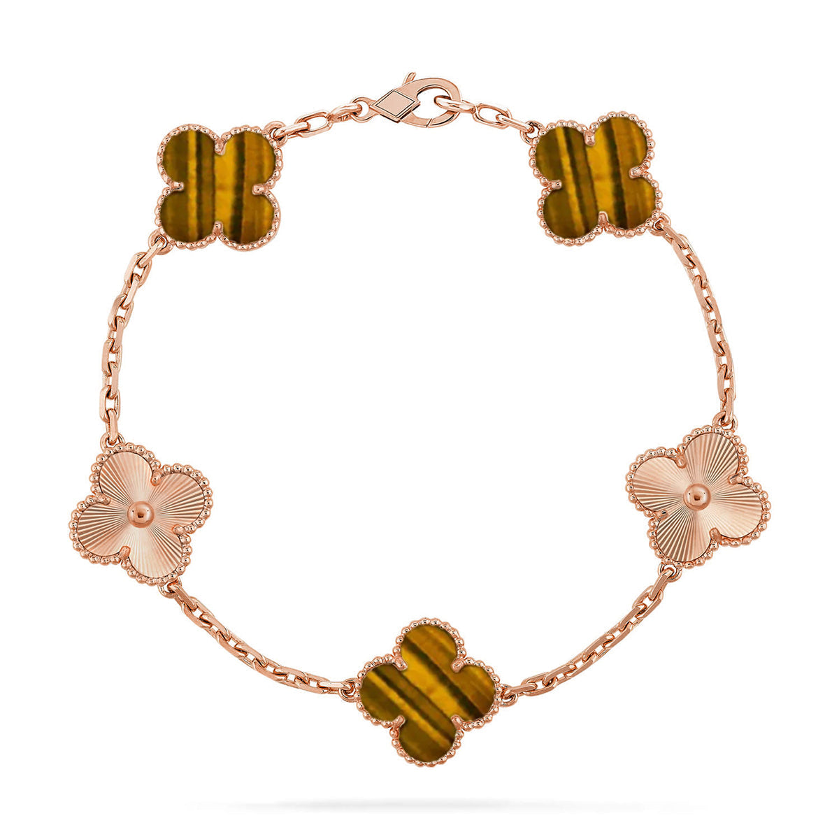 [Lume Jewels]New  CLOVER 5 MOTIFS TIGER EYE BRACELET COLLECTION