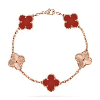 [Lume Jewels]New  CLOVER 5 MOTIF RED CORNELIAN BRACELET COLLECTION