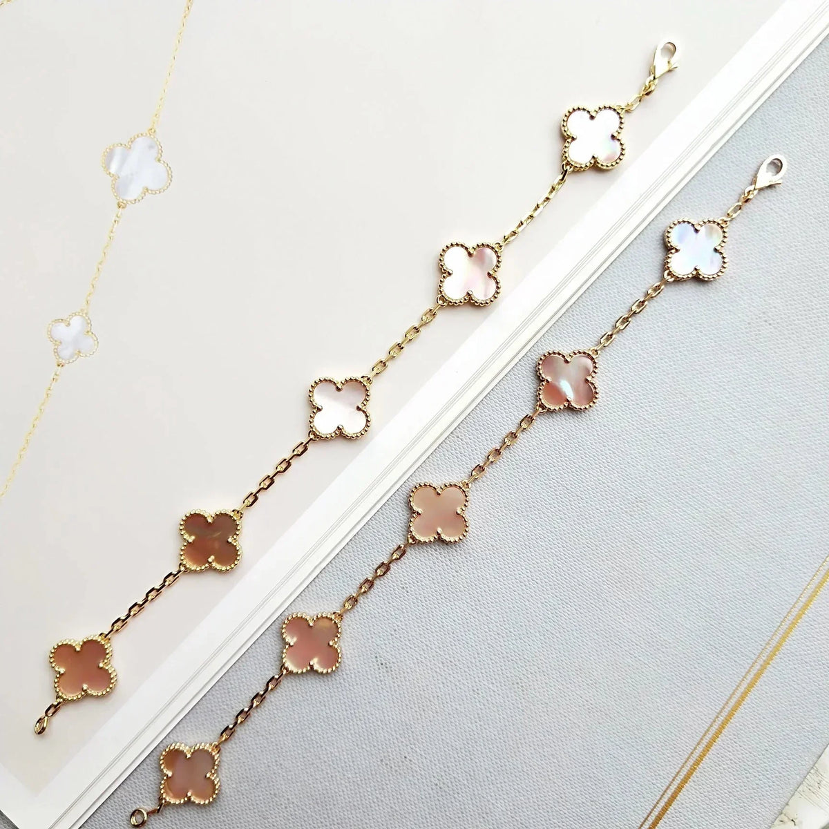 [Lume Jewels]New  CLOVER 5 MOTIFS  PINK MOP BRACELET COLLECTION