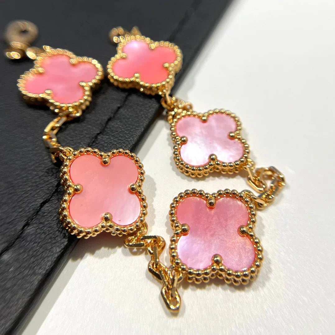 [Lume Jewels]New  CLOVER 5 MOTIFS  PINK MOP BRACELET COLLECTION