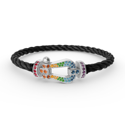 ¡®Lume Jewels¡¯FORC LARGE HORSESHOE  COLORED DIAMOND BRACELET SILVER