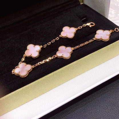 [Lume Jewels]CLOVER 5 MOTIFS Pink  AGATE  BRACELET