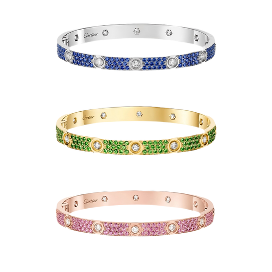 [Lume Jewels]2026 PAVE GEMSTONE LOVE BRACELET 6.1MM 10 DIAMONDS