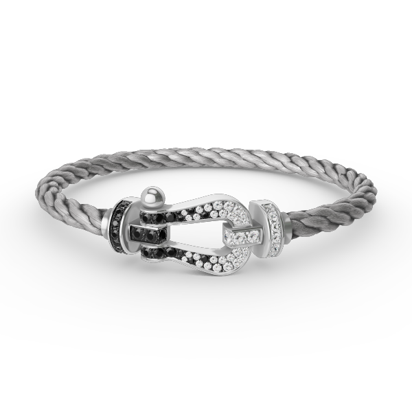 ¡®Lume Jewels¡¯FORCE LARGE HORSESHOE BLACK WHITE DIAMOND BRACELET SILVER