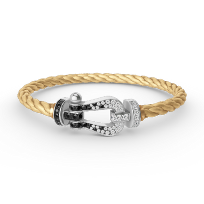 ¡®Lume Jewels¡¯FORCE LARGE HORSESHOE BLACK WHITE DIAMOND BRACELET SILVER