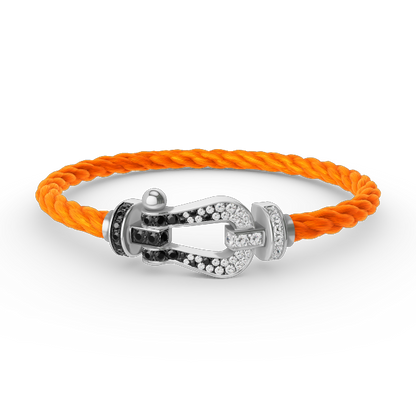 ¡®Lume Jewels¡¯FORCE LARGE HORSESHOE BLACK WHITE DIAMOND BRACELET SILVER