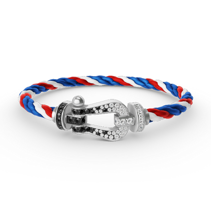 ¡®Lume Jewels¡¯FORCE LARGE HORSESHOE BLACK WHITE DIAMOND BRACELET SILVER