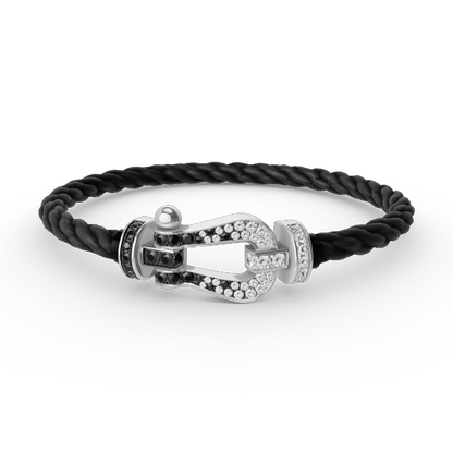 ¡®Lume Jewels¡¯FORCE LARGE HORSESHOE BLACK WHITE DIAMOND BRACELET SILVER