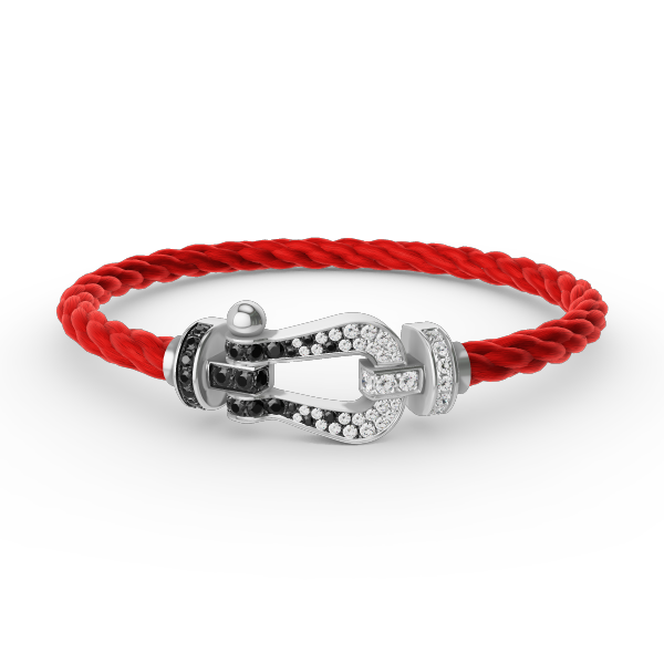 ¡®Lume Jewels¡¯FORCE LARGE HORSESHOE BLACK WHITE DIAMOND BRACELET SILVER