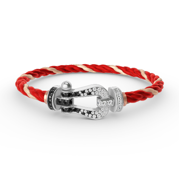 ¡®Lume Jewels¡¯FORCE LARGE HORSESHOE BLACK WHITE DIAMOND BRACELET SILVER