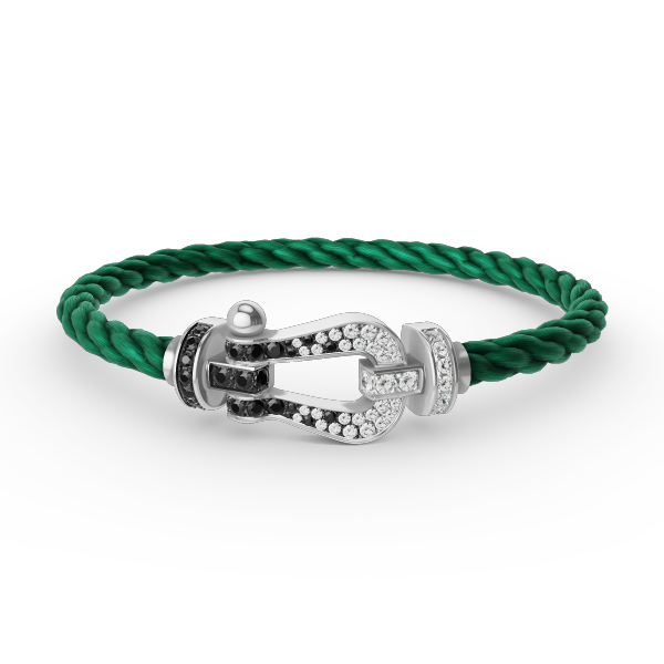 ¡®Lume Jewels¡¯FORCE LARGE HORSESHOE BLACK WHITE DIAMOND BRACELET SILVER
