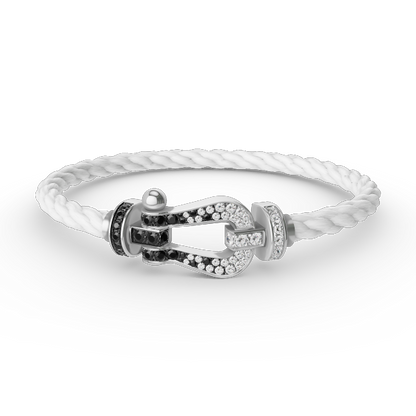 ¡®Lume Jewels¡¯FORCE LARGE HORSESHOE BLACK WHITE DIAMOND BRACELET SILVER