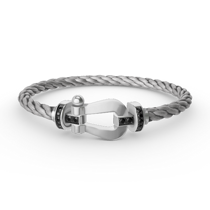 ¡®Lume Jewels¡¯FORCE LARGE HORSESHOE BLACK DIAMOND BRACELET SILVER