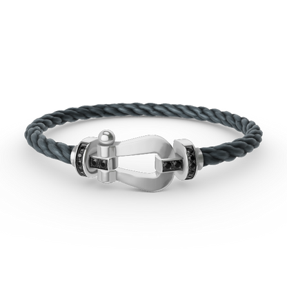 ¡®Lume Jewels¡¯FORCE LARGE HORSESHOE BLACK DIAMOND BRACELET SILVER