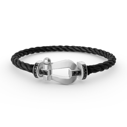 ¡®Lume Jewels¡¯FORCE LARGE HORSESHOE BLACK DIAMOND BRACELET SILVER