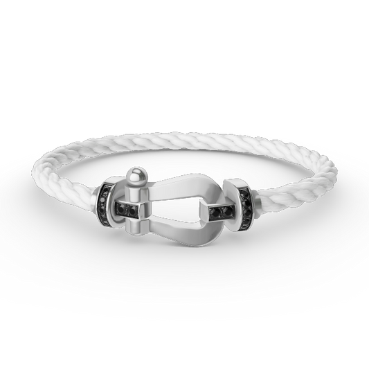 ¡®Lume Jewels¡¯FORCE LARGE HORSESHOE BLACK DIAMOND BRACELET SILVER