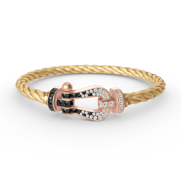¡®Lume Jewels¡¯FORCE LARGE HORSESHOE BLACK WHITE DIAMOND BRACELET ROSE GOLD