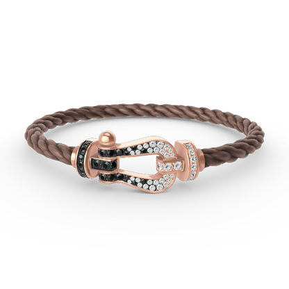 ¡®Lume Jewels¡¯FORCE LARGE HORSESHOE BLACK WHITE DIAMOND BRACELET ROSE GOLD