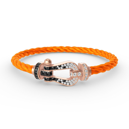 ¡®Lume Jewels¡¯FORCE LARGE HORSESHOE BLACK WHITE DIAMOND BRACELET ROSE GOLD