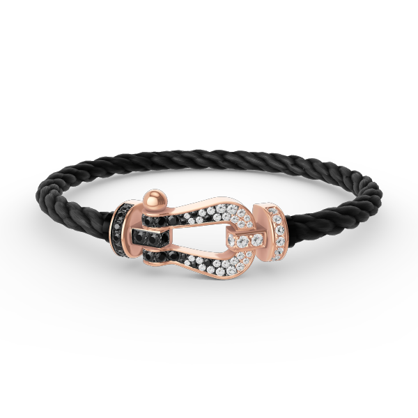 ¡®Lume Jewels¡¯FORCE LARGE HORSESHOE BLACK WHITE DIAMOND BRACELET ROSE GOLD