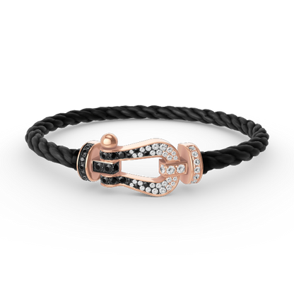 ¡®Lume Jewels¡¯FORCE LARGE HORSESHOE BLACK WHITE DIAMOND BRACELET ROSE GOLD