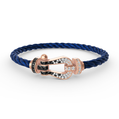 ¡®Lume Jewels¡¯FORCE LARGE HORSESHOE BLACK WHITE DIAMOND BRACELET ROSE GOLD