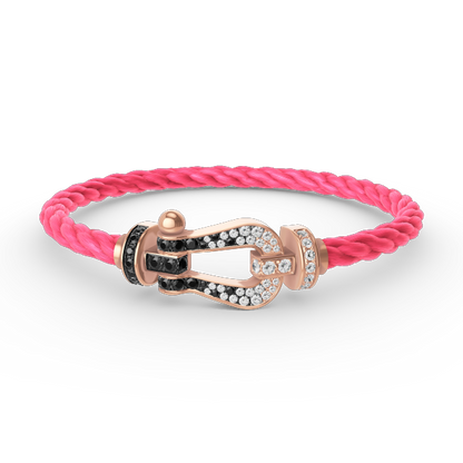 ¡®Lume Jewels¡¯FORCE LARGE HORSESHOE BLACK WHITE DIAMOND BRACELET ROSE GOLD