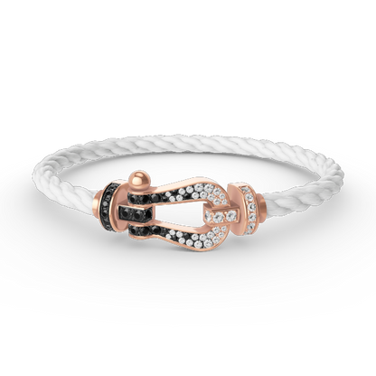 ¡®Lume Jewels¡¯FORCE LARGE HORSESHOE BLACK WHITE DIAMOND BRACELET ROSE GOLD