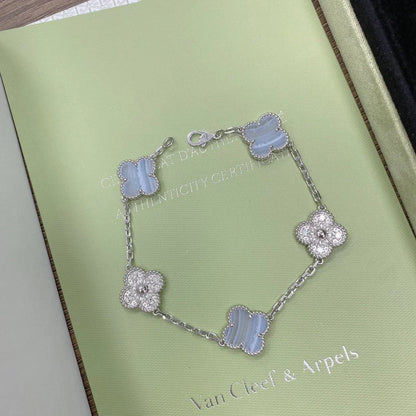 [Lume Jewels]New  CLOVER 5 MOTIF PURPLE CHALCEDONY BRACELET COLLECTION