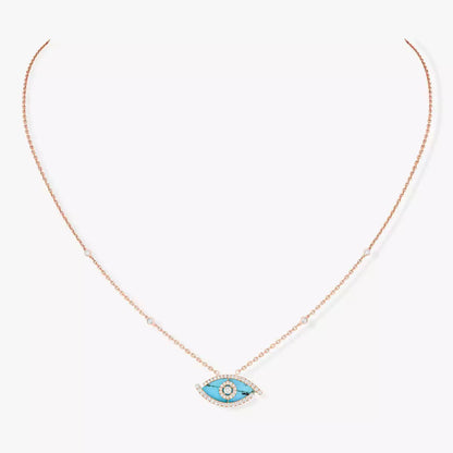 [Lume Jewels]Lucky Eye Diamond Necklace in Rose Gold and Turquoise