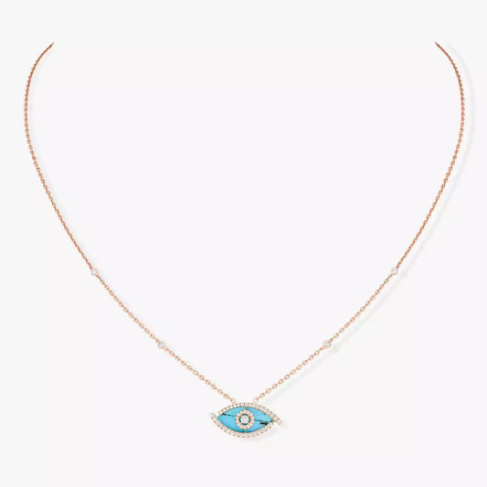 [Lume Jewels]Lucky Eye Diamond Necklace in Rose Gold and Turquoise