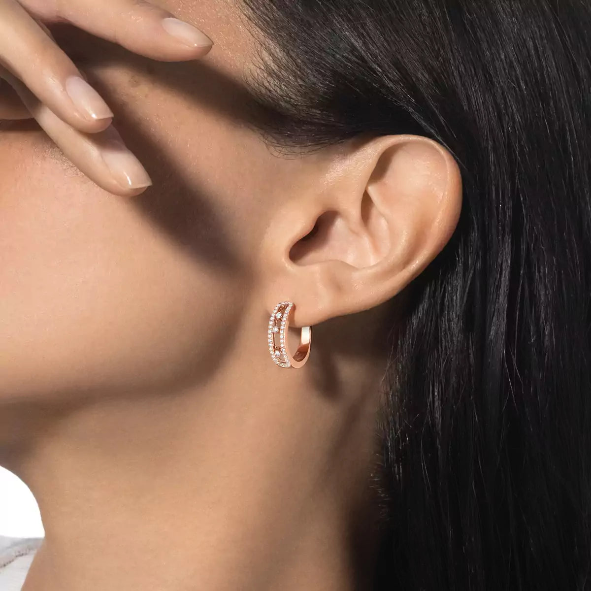 [Lume Jewels]Diamond Pave_ Hoop Earrings Move