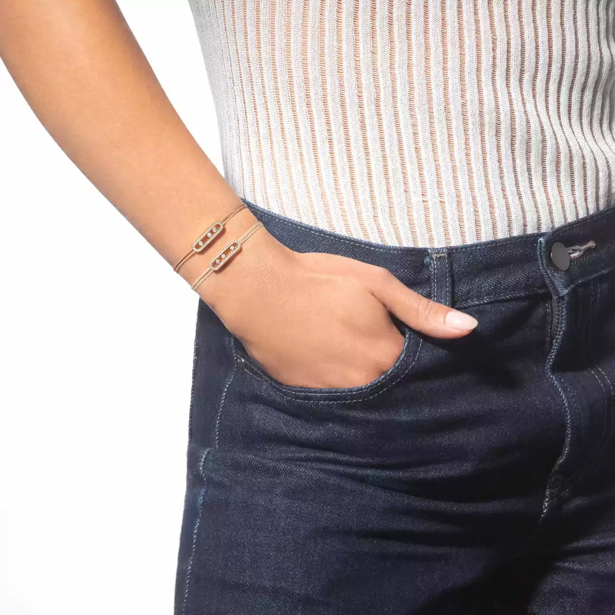 [Lume Jewels]Messika Care(s) pink cord pavé bracelet