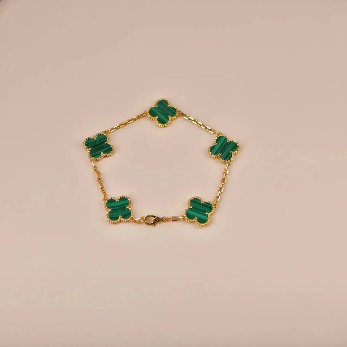 [Lume Jewels]New  CLOVER 5 MOTIF MALACHITE BRACELET COLLECTION