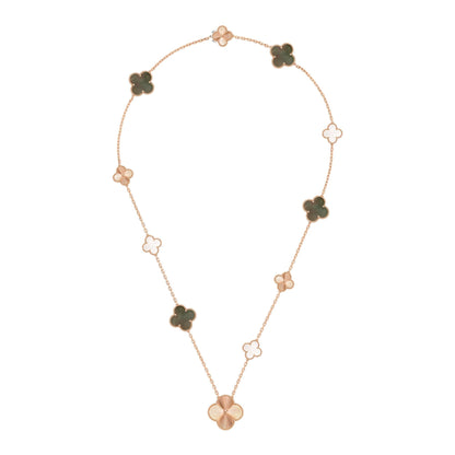 [Lume Jewels]DETACHABLE CLOVER 15(11+4) FLOWER ROSE GOLD NECKLACE SET